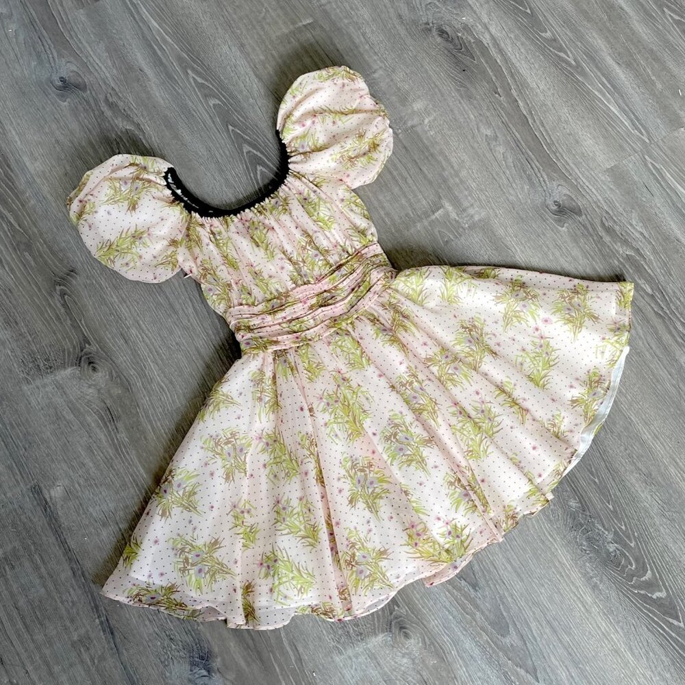 J.ING Marie Antoinette Mini Dress Puff Sleeve Romantic Garden Party Kawaii Fairy